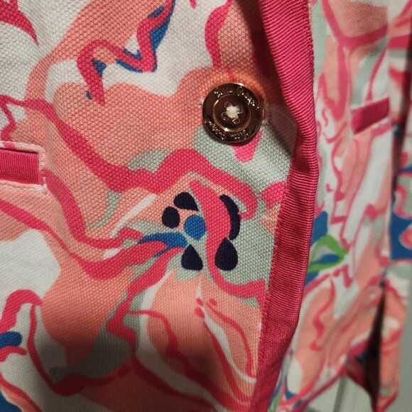 Lilly Pulitzer Malibu Blazer Jacket Lucky Charm Print Sz Lg MSRP$ 198 - Picture 6 of 16